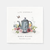 Elegant Leafy Roos Floral Teapot Elke dag Servet (Voorkant)