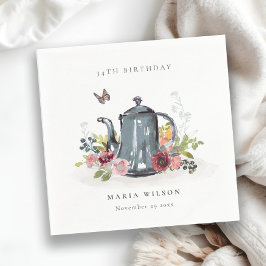 Elegant Leafy Roos Floral Teapot Elke dag Servet