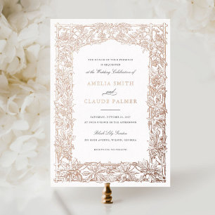Elegant Leafy Vine Lijst Gouden Folie Bruiloft Uitnodiging
