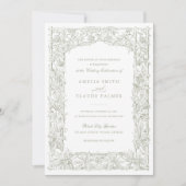 Elegant Leafy Vines Border Lijst Bruiloft Kaart (Voorkant)