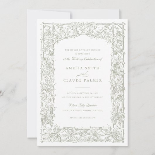  Elegant Leafy Vines Border Lijst Bruiloft Kaart (Voorkant)