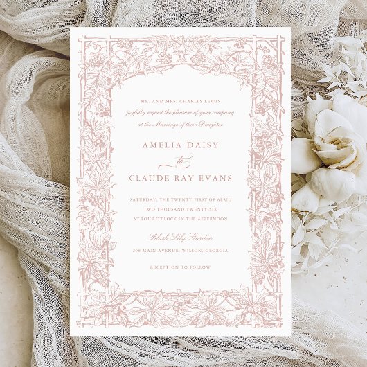 Elegant Leafy Vines Border Lijst Bruiloft Kaart