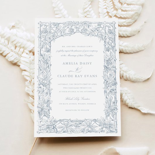 Elegant Leafy Vines Border Lijst Bruiloft Kaart