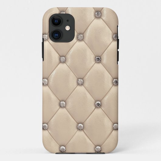 Elegant Leather Chic Tufed Stylish Champagne Case-Mate iPhone Case (Achterkant)