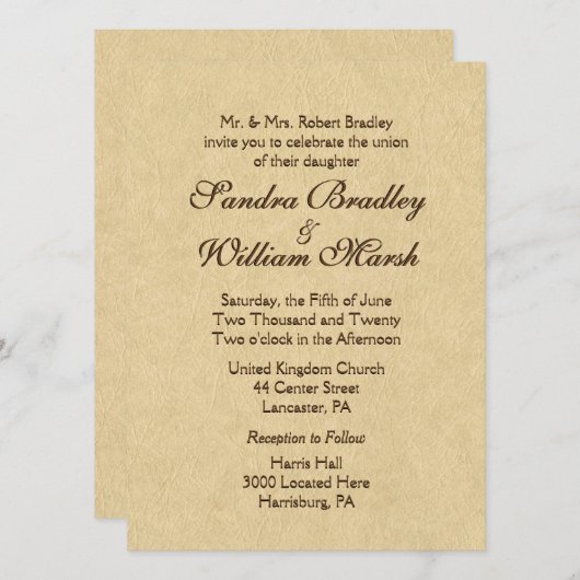 Elegant Leather Kijk Wedding Kaart (Voorkant / Achterkant)