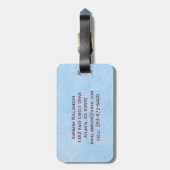 Elegant Leather-look Blue Monogram Name Bagagelabel (Achterkant verticaal)