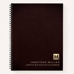 Elegant Leather Luxury Gold Initiaal Logo Notitieboek