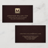 Elegant Leather Luxury Gold Initiaal Logo Visitekaartje (Voorkant / Achterkant)