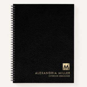 Elegant Leather Luxury Gold Monogram Notitieboek