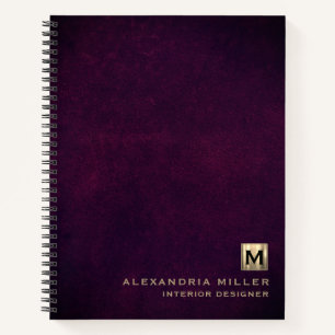 Elegant Leather Luxury Gold Monogram Notitieboek