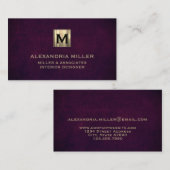 Elegant Leather Luxury Gold Monogram Visitekaartje (Voorkant / Achterkant)