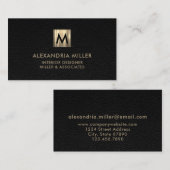 Elegant Leather Luxury Gold Monogram Visitekaartje (Voorkant / Achterkant)