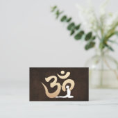 Elegant Leather om Symbol Yoga & Meditation Visitekaartje (Staand voorkant)