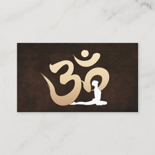 Elegant Leather om Symbol Yoga & Meditation Visitekaartje (Voorkant)