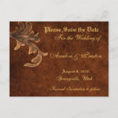 Elegant Leather Scroll Leaf Save the Date Kaart (Achterkant)