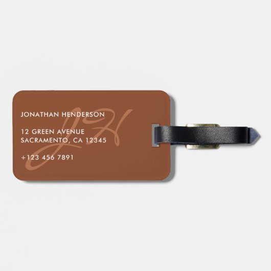 Elegant Leather Texture Mannen Personalized Bagagelabel (Achterkant horizontaal)