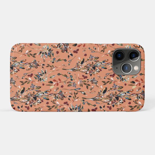 Elegant Leaves Berries Oranje Waterverf Floral Case-Mate iPhone Case (Achterkant (horizontaal))