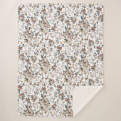 Elegant Leaves Berries Waterverf White Floral Sherpa Deken (Voorkant)