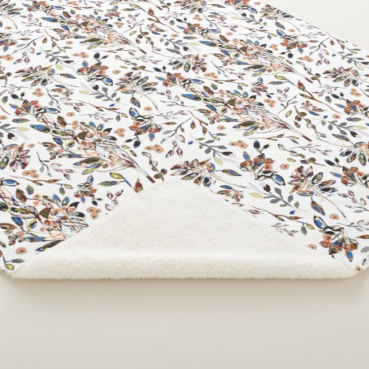 Elegant Leaves Berries Waterverf White Floral Sherpa Deken (3/4)