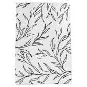 Elegant Leaves Black en White Medium Gift Bag Cadeauzakje (Achterkant)