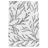 Elegant Leaves Black en White Medium Gift Bag Medium Cadeauzakje (Voorkant)