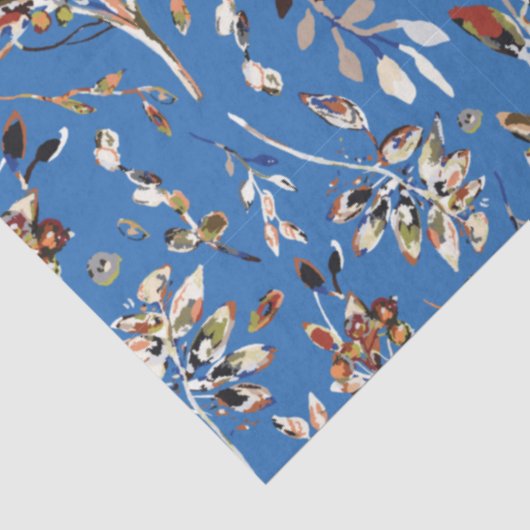 Elegant Leaves Blue Waterverf Floral Tissuepapier (Detail)