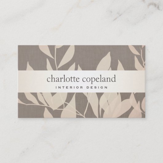 Elegant Leaves Chic Interior Design Taupe Natuur Visitekaartje (Voorkant)