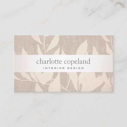 Elegant Leaves Chique Interieur Design Beige Natuu Visitekaartje (Voorkant)