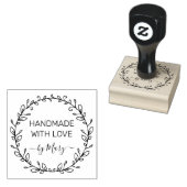 Elegant Leaves Custom Naam Handgemaakt Met Liefde Rubberstempel (Gestempeld)