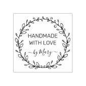 Elegant Leaves Custom Naam Handgemaakt Met Liefde Rubberstempel (Afrduk)