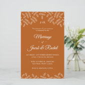 Elegant Leaves Deep Oranje Fall Wedding Invitation (Staand voorkant)