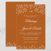 Elegant Leaves Deep Oranje Fall Wedding Invitation (Voorkant / Achterkant)