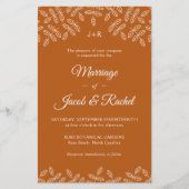 Elegant Leaves Deep Oranje Fall Wedding Invitation (Voorkant)