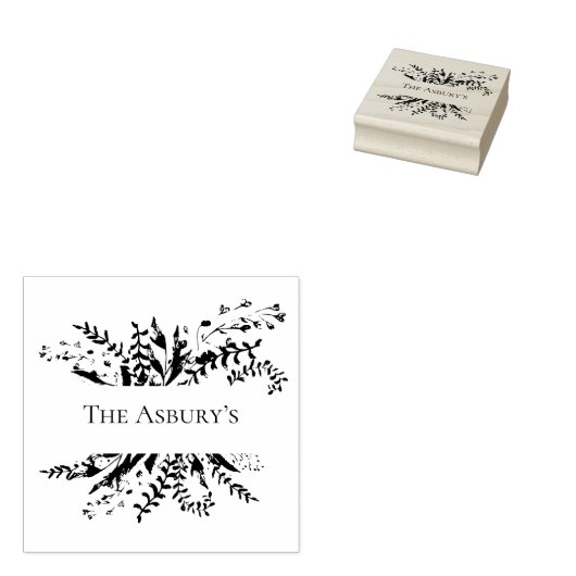 Elegant Leaves Familienaam stempel (Gestempeld)