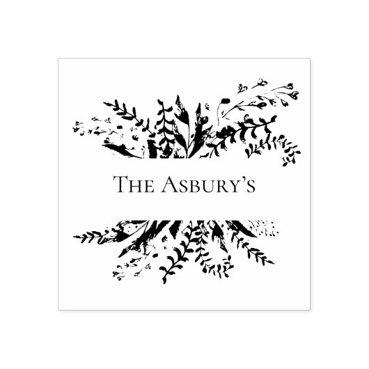 Elegant Leaves Familienaam stempel (Afrduk)
