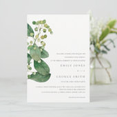 ELEGANT LEAVES FOLIAGE GREENERY WEDDING INVITE BEDANKKAART (Staand voorkant)