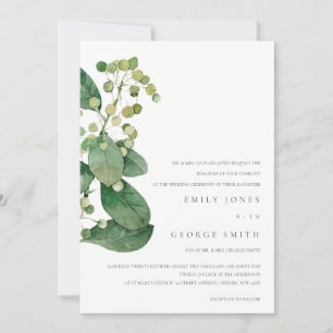 ELEGANT LEAVES FOLIAGE GREENERY WEDDING INVITE BEDANKKAART