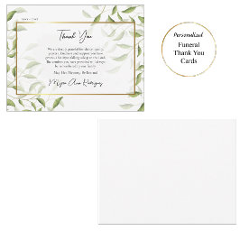 Elegant Leaves Gold Lijst begrafenis orthodox Bedankkaart