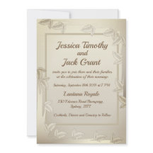 Elegant Leaves in Gold Wedding Invitation