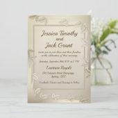 Elegant Leaves in Gold Wedding Invitation Kaart (Staand voorkant)