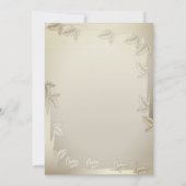 Elegant Leaves in Gold Wedding Invitation Kaart (Achterkant)