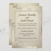 Elegant Leaves in Gold Wedding Invitation Kaart (Voorkant / Achterkant)