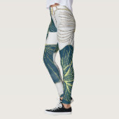 Elegant Leaves of Blue With Gold Lines Botanical Leggings (Links)