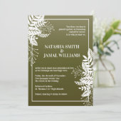 Elegant Leaves, Olive Green Kaart (Staand voorkant)