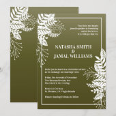 Elegant Leaves, Olive Green Kaart (Voorkant / Achterkant)