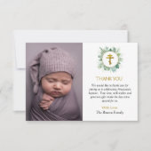 Elegant Leaves Orthodox Christelijk Baptisme Bedankkaart (Voorkant)