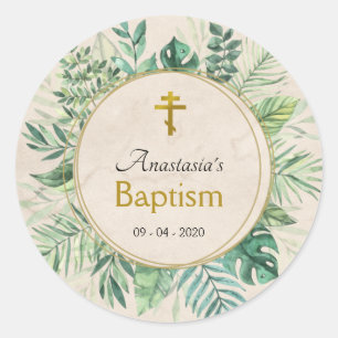 Elegant Leaves Orthodox Christelijk Baptisme Class Ronde Sticker