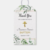 Elegant Leaves Orthodox Christelijk Baptisme Gift  Cadeaulabel (Voorkant)