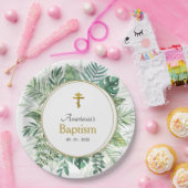 Elegant Leaves Orthodox Christelijk Baptisme Papieren Bordje (Feest)