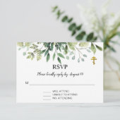Elegant Leaves Orthodox Christelijk Baptisme RSVP (Staand voorkant)